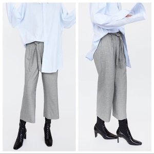 zara checkered trousers with belt